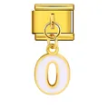 Gold-plated stainless steel Italian modular charm with white enamel letter O for bracelets - Letter o (ICG551-o) / Gold