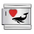 Stainless steel Italian modular charm link with laser engraved heart and whale pattern - Whale Pattern(ICK1498)