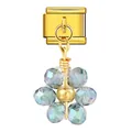 Modulo charm italiano dorato con pendente a forma di fiore in cristallo sfaccettato cangiante - Base Oro Fiore Colore Magico (ICG792)