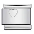 Stainless steel heart engraved Italian charm bracelet link for DIY personalized jewelry - Engraved Heart(ICY463-2)