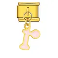 Gold stainless steel Italian charm with a pink enamel letter r pendant for bracelets - Letter r (ICG551-r) / Gold
