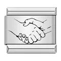 Charm per bracciale modulare italiano in acciaio inossidabile con incisione a stretta di mano - Stretta di Mano (ICK535)