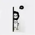 Transparent acrylic monitor side memo board featuring a cute black and white lion doodle - Lion Right Side / Clear
