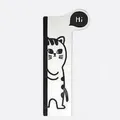 Transparent acrylic monitor memo board featuring a cute black and white cartoon cat. - Cat Right Side / Clear