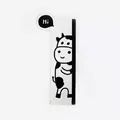 Transparent acrylic monitor side memo board with a cute black and white cow design - Cow Left Side / Clear