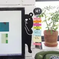 Cute black bear shaped computer monitor side memo board for sticky notes and office reminders - Vintage Black Bear Right Side / Clear