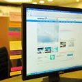 Transparent acrylic message board for computer monitor side view with colorful sticky notes - Vintage Left Side/500 Pieces / Clear