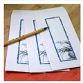 Vintage Briefumschlag Set im chinesischen Stil mit elegantem blauem Orchideen Blumenmuster - Orchideen-Muster / 10er Pack