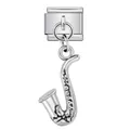 Silver-colored saxophone musical instrument pendant charm for Italian modular bracelets - Saxophone Style (ICG854) / Silver