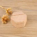 Minimalist hexagonal wooden business card holder with natural grain finish for desk decor - Hexagonal Style / Natural Wood Color