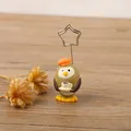 Japanese style resin bird memo clip with coffee cup and star-shaped wire - Clerk Owl