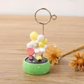 Cute decorative potted succulent memo holder with a pink heart-shaped love sign. - Green Pot