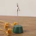 Minimalist dark green wooden base card holder with a silver crocodile clip detail - Minimalist Style (4545) / 67 Pieces/Pack / Green