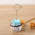 Creative blue succulent succulent memo holder with white LOVE pot on wooden desk - Creamy White Pot