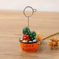 Niedlicher Kaktus Sukkulenten Fotokartenhalter im orangen Topf für Schreibtisch - Oranger Blumentopf