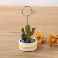 Kreativer süßer grüner Kaktus-Sukkulenten-Memo-Clip aus Harz für Schreibtischfotos - Weißer Topf