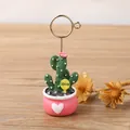 Süßer Sukkulenten-Kaktus-Memoclip-Halter mit rosa Herz-Topf für Schreibtisch-Deko - Rosa Herz Topf