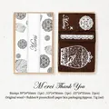 Vintage wood rubber stamp set for DIY journaling with birdcage and lace patterns - Merci (6#)