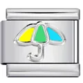 High-quality stainless steel Italian charm link with colorful umbrella for DIY bracelet - Tricolor Umbrella (Yellow Green Blue)