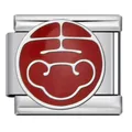 Auspicious red enamel Chinese character link for stainless steel Italian bracelets - Red Auspicious (J2893)