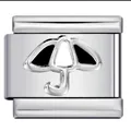 Silver stainless steel Italian modular bracelet charm link with a hollow umbrella pattern - Hollow Umbrella