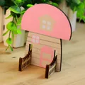 Schattige roze paddenstoel huis houten telefoonhouder voor bureau decoratie en kantoor - Roze