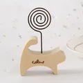 Minimalistischer Notizhalter aus Holz in Katzenform mit Spiral-Metallclip für Fotos - Katze