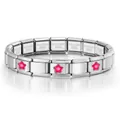 Bracelet à breloques italien en acier inoxydable avec étoiles roses pour bijoux DIY. - Chaîne de Base (ICH089-4) / Étoile Rose Rouge