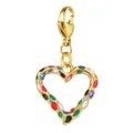 Goudkleurige roestvrijstalen harthanger met kleurrijke emaille stippen voor DIY-sieraden - Multicolor Polkadot (LSP018-3)