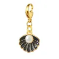 Gouden schelphanger met een parel en karabijnsluiting voor tassen en diverse sieraden - Black Shell Style (LSP010-2) / Zwart