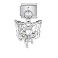 Silbernes Edelstahl-Italien-Charm mit schmelzendem Schmetterlingsanhänger und Herzstein - Regenbogen Schmetterling (ICG754-1)