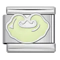 Stainless steel Italian modular charm featuring a green enamel auspicious cloud pattern - Auspicious Cloud Lock (J2880)