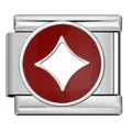 Stainless steel Italian modular charm with red enamel and silver auspicious star motif - Copper Coin (J2882)