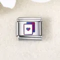 Italienisches Charm-Glied aus Edelstahl mit Lasergravur eines Herz-Spielkarten-Motivs - Herz-Pokerkarte (ICZK018)