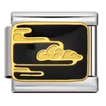 Auspicious Chinese cloud pattern enamel charm link for stainless steel Italian modular bracelet - Lucky Cloud (J2885)