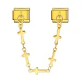 Maglia per bracciale Italian charm in acciaio inossidabile dorato con cinque ciondoli a croce - Stile Ciondolo a Croce (ICG771-2) / Croce d'Oro (ICG771-2)