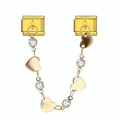 Maglia charm italiana dorata con pendenti a cuore e pietre per bracciali modulari - Cuore d'Oro Strass (ICG775-2)