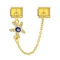 Gold-plated stainless steel starfish Italian charm with blue evil eye and crystal accents - Starfish Style (ICG580-2) / Gold