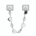 Maglia bracciale charm italiano in acciaio inossidabile con catena a cuore e cristallo - Stile Cuore con Strass (ICG775-1) / Cuore d'Argento Strass (ICG775-1)