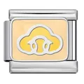 Italian modular bracelet charm with yellow enamel Chinese auspicious cloud pattern - Auspicious Mist (J2888)