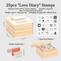 25-piece wooden stamp set 'Love Diary' for DIY scrapbooking and journal decoration - 25 Pieces/Pack / 4# 25 Pieces Love Diary Style