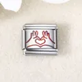 Italienisches Charm-Glied aus Edelstahl mit regenbogenfarbenem Herz-Hände-Design - Herz-Hände-Geste (ICZK359)
