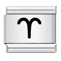 Maillon de bracelet italien avec signe du Bélier en acier inoxydable argenté poli - Bélier (ICK667) / Argent