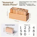 Set of 12 beech wood number and symbol stamps in PVC box for DIY journal decoration - Numbers and Phone
