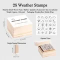 Set of 25 wooden weather and life icons stamps for DIY journaling and scrapbooking - 25 Pieces/Pack / 2# 25 Pieces Weather Style