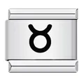 Maillon de charme italien en acier inoxydable argenté avec signe du zodiaque Taureau - Taureau (ICK668) / Argent
