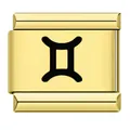 Charm modulaire italien doré en acier inoxydable avec symbole Gémeaux pour bracelet DIY - Gémeaux (ICK657)