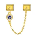 Goldener Edelstahl-Evil-Eye-Anhänger für italienische Modularmbänder mit Kette - Gold Böser Blick (ICG580-18)