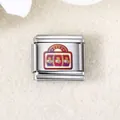 Italienisches Charm-Glied aus Edelstahl mit bunter Kirsch-Spielautomaten-Gravur - Spielautomat Kirsche (ICZK542)
