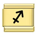 Maillon de charme italien en acier doré avec symbole du zodiaque Sagittaire noir - Sagittaire (ICK663)